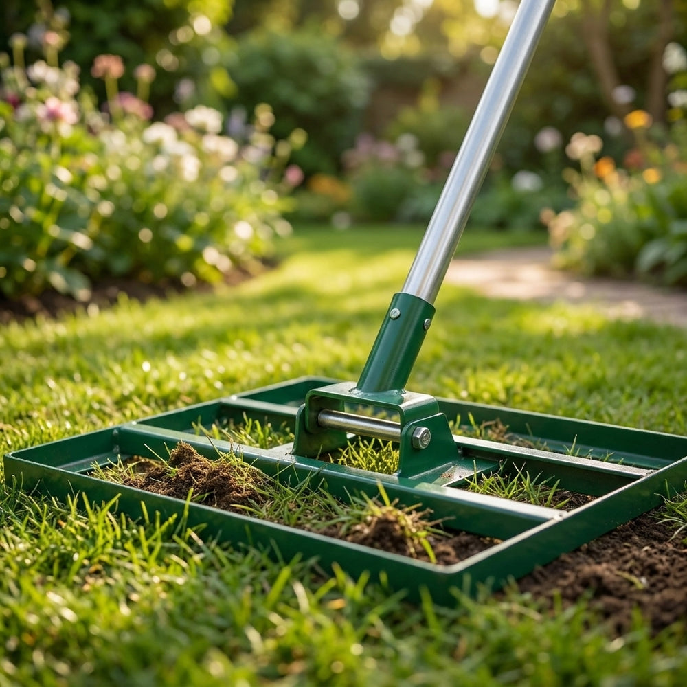 50cm Green Lawn Leveller and Aerator Tool for Garden Care - detail view