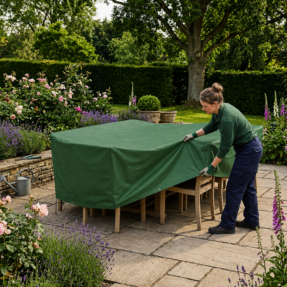 Heavy Duty 8 Seater Rectangular Furniture Cover – Green – Waterproof Outdoor Protection