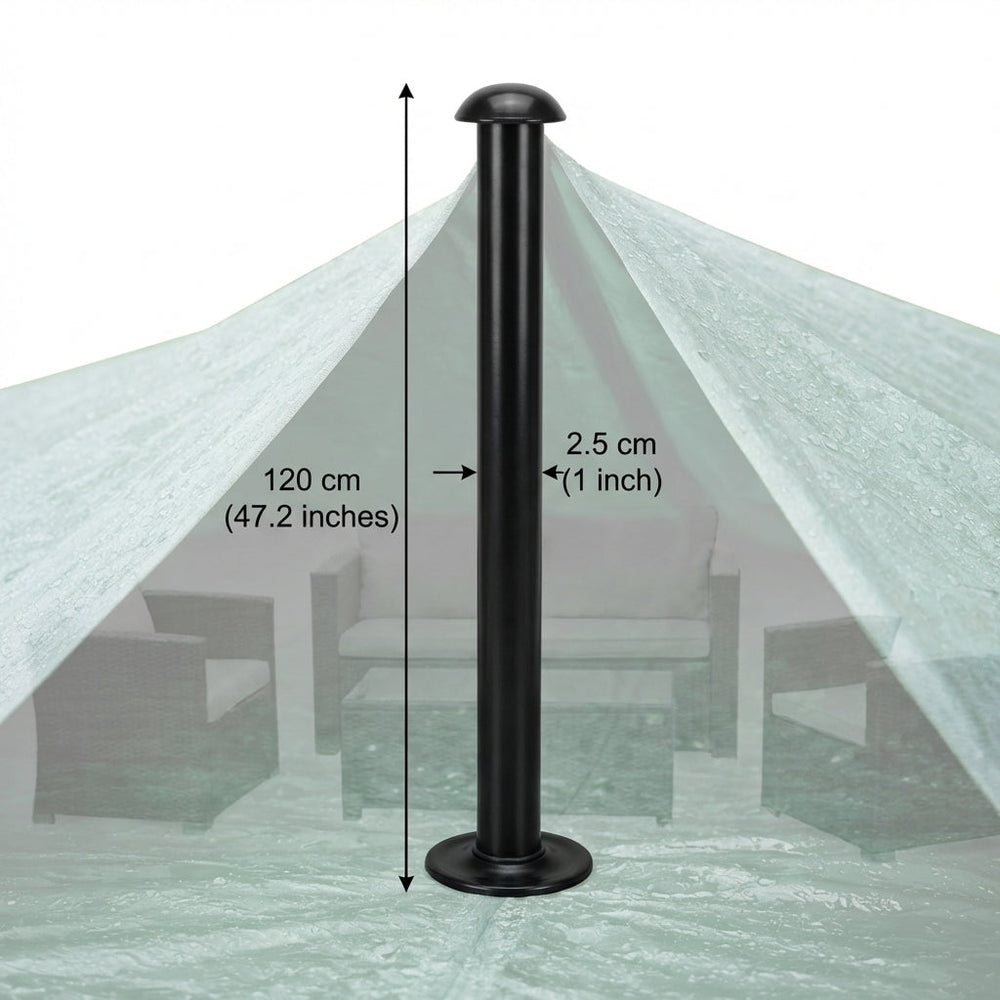 Tall Water Shedding Pole – 120 cm Black – Plastic Coated Steel – Outdoor Furniture Protection