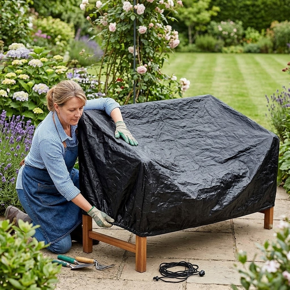 2 Seater Bench Cover – Black – Heavy Duty Polyethylene – Outdoor Protection