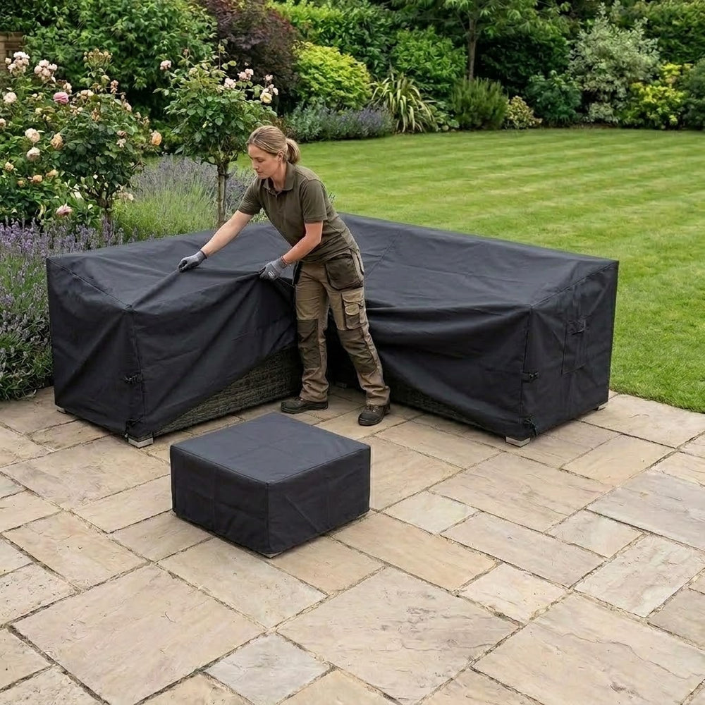 Corner Sofa Set Cover – Large Charcoal – Durable Polyester – Outdoor Protection