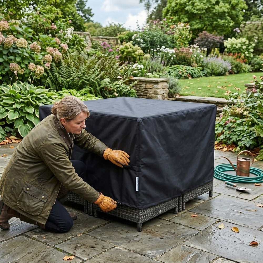 Heavy Duty 4 Seater Cube Set Cover – Black – Super Tough Waterproof Protection