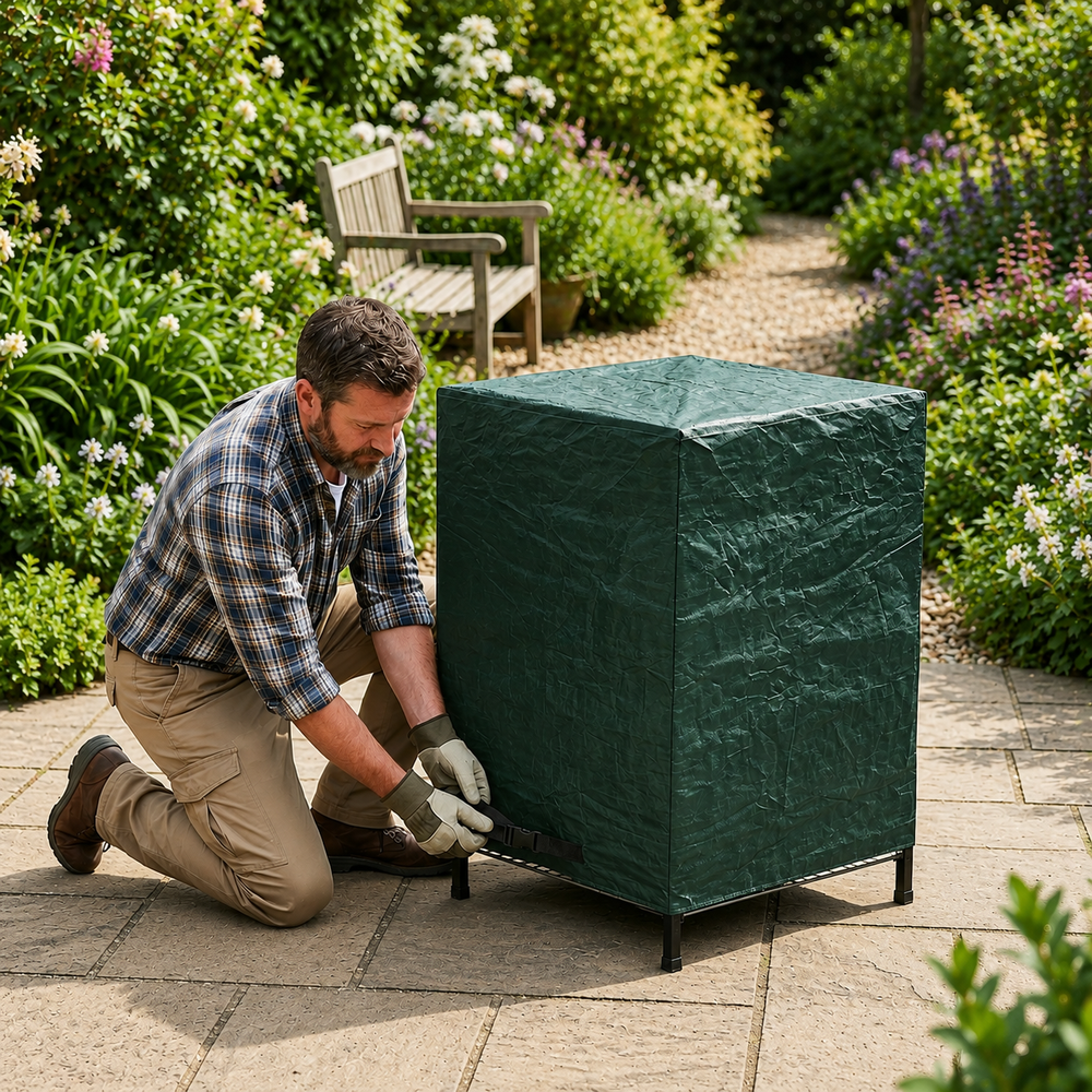 Heavy Duty Square Barbecue Cover – 68x68x74cm Green – Weather Protection