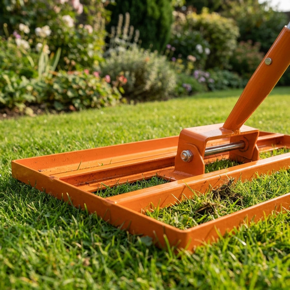 50cm Lawn Leveling and Aerating Tool in Orange - detail view