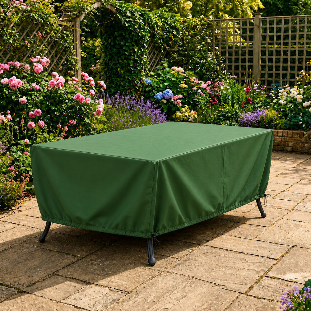 Rectangular Table Cover – 6 Seater Green – Heavy Duty Polyethylene – Outdoor Protection