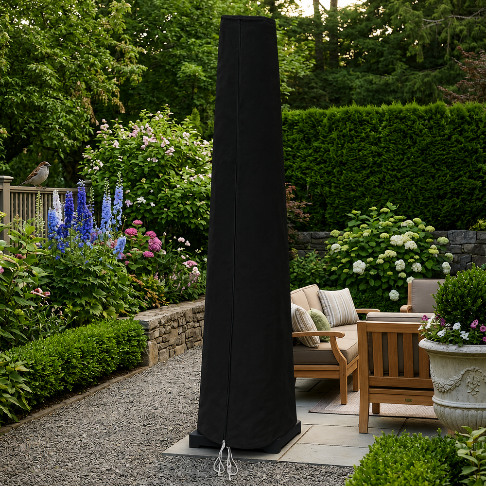 Heavy Duty Extra Large Parasol Cover – Black – Polyethylene – Outdoor Weather Protection