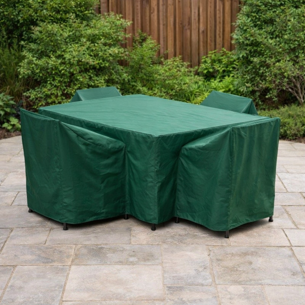 Heavy Duty 4 Seater Rectangular Furniture Cover – Green – Polyethylene – Outdoor Protection