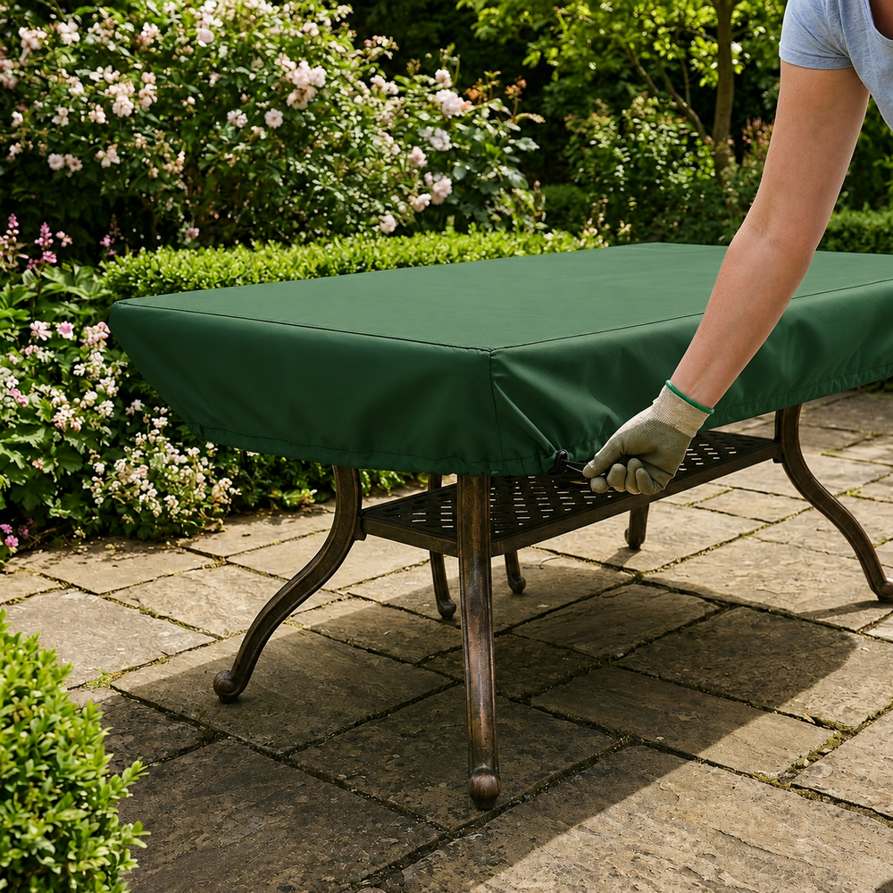 Rectangular Table Cover – 6 Seater Green – Heavy Duty Polyethylene – Outdoor Protection