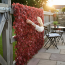 Premium Expanding Willow Trellis Fence with Red Acer Leaves - Durable, UV-Protected, Easy to Install for Indoor and Outdoor Use