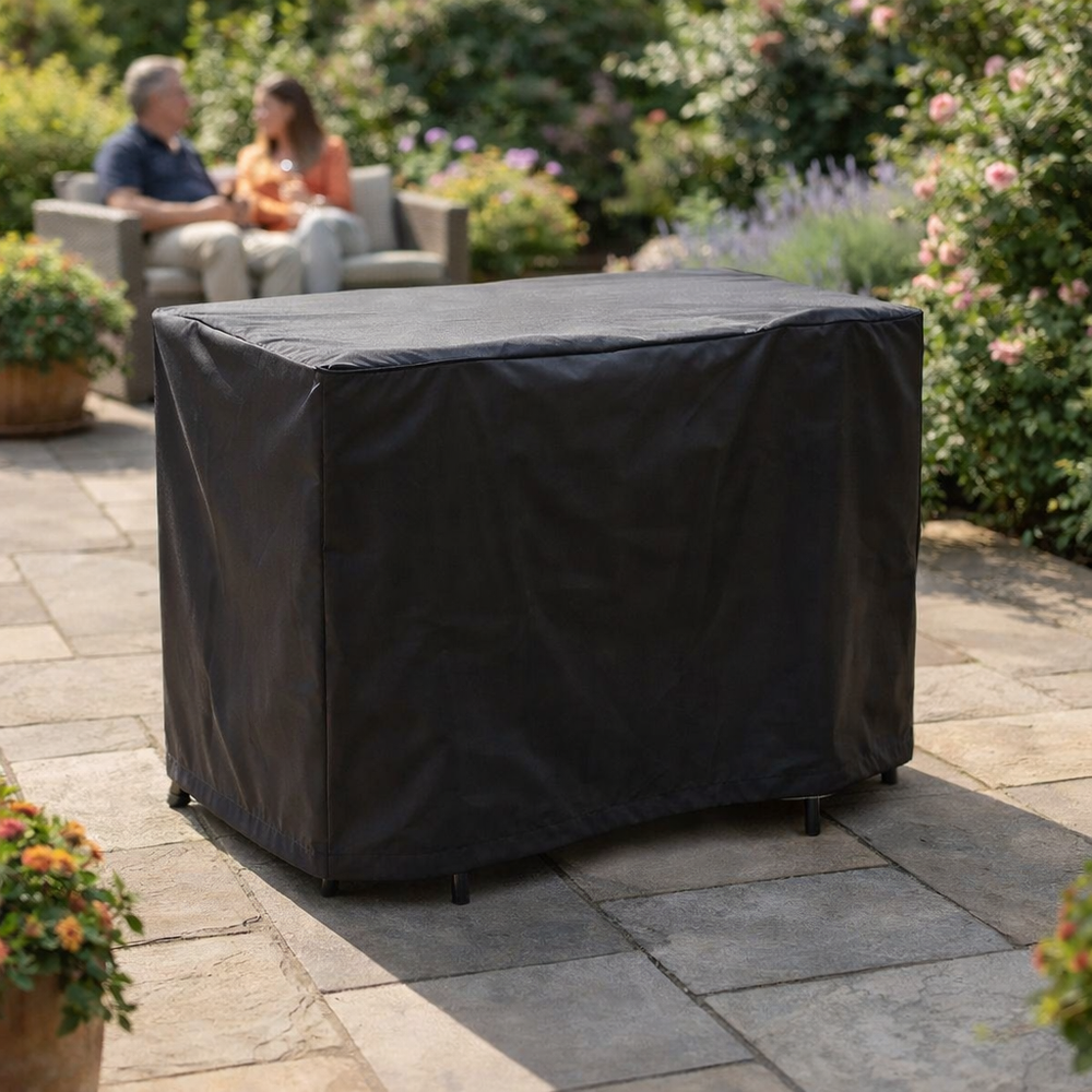 Heavy Duty Bistro Set Cover – 2 Seater – Black Polyethylene – Outdoor Furniture Protection