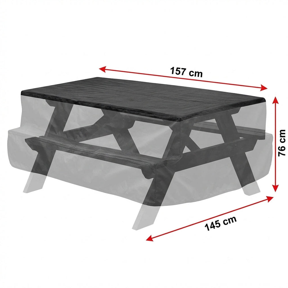 7 Seater Picnic Table Cover – Black – Heavy Duty Polyethylene – Outdoor Protection