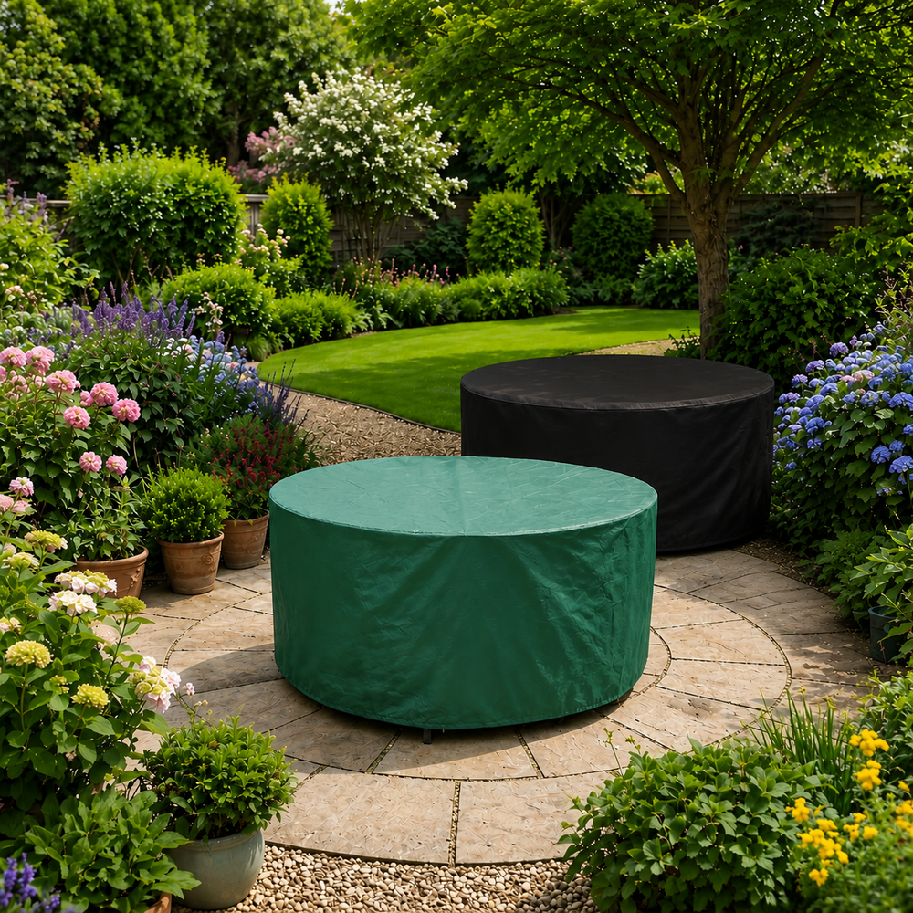 Circular Table Cover – 4/6 Seat – Reversible Green/Black – Outdoor Protection