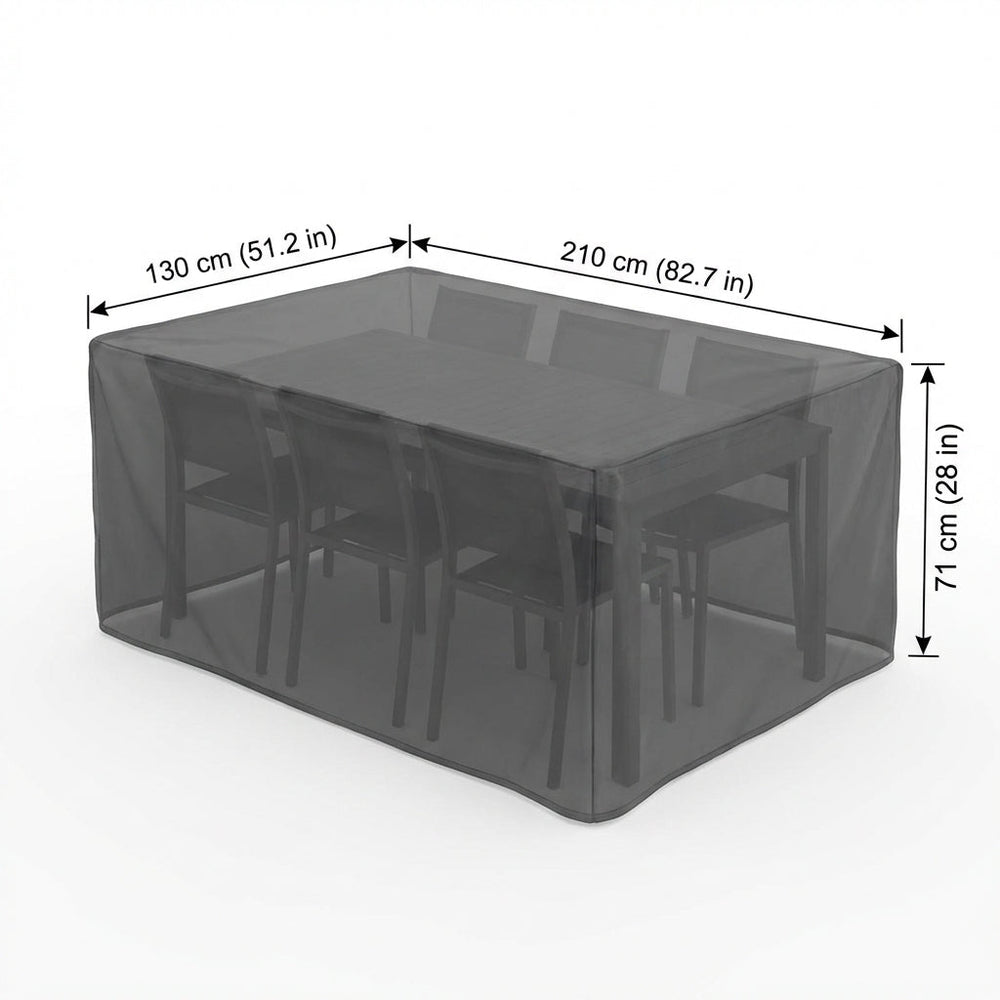 6 Seater Rectangular Cube Set Cover – Charcoal – Durable Polyester – Outdoor Protection