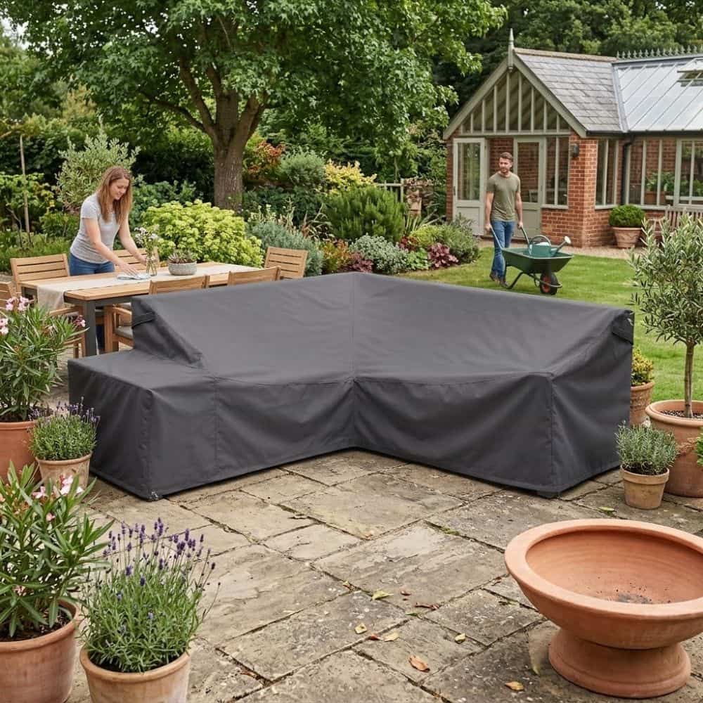 L Shaped Garden Furniture Cover 5 Seater – DuraLite, DuraWeave & DuraShield Materials