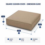 Square Cushion Cover – Waterproof Outdoor Fabric Garden Furniture Cushion Protector, Custom Sizes Available