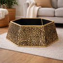Premium Gold Sequin Christmas Tree Skirt Collar for Elegant Holiday Decor - 70cm Diameter, Quick Setup and Easy Storage