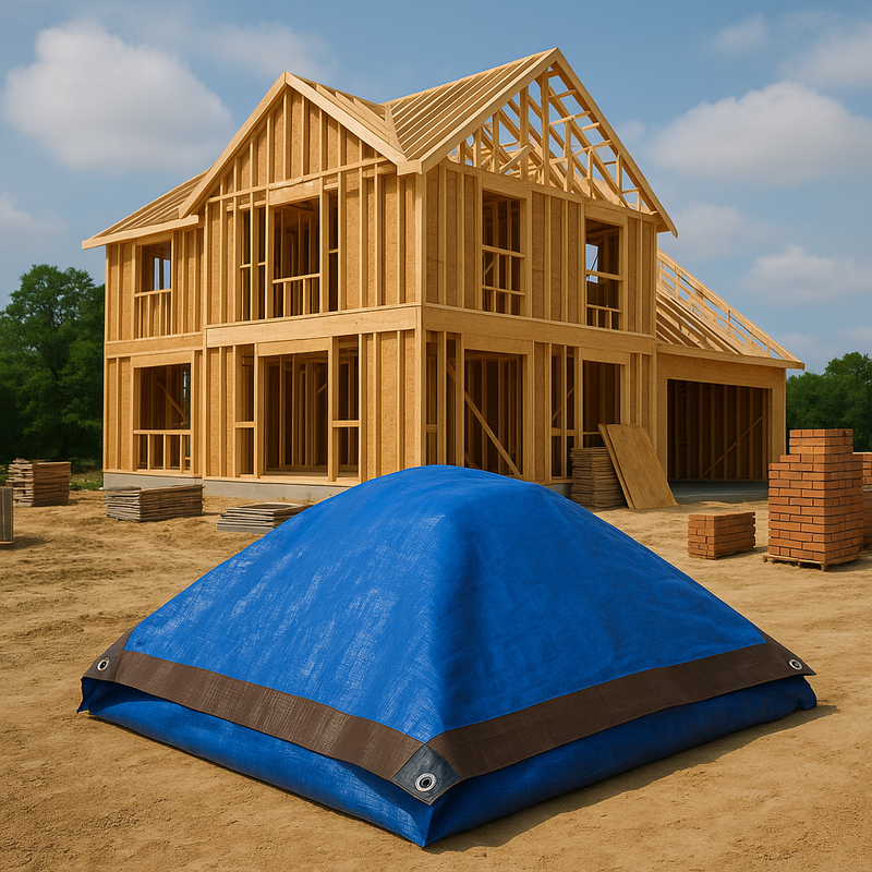 Heavy Duty Brown & Blue Tarpaulin 185gsm – UV Protected, Waterproof Tarp Sheet for All-Weather Outdoor & Garden Protection