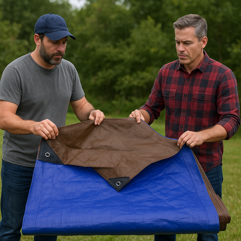 Heavy Duty Brown & Blue Tarpaulin 185gsm – UV Protected, Waterproof Tarp Sheet for All-Weather Outdoor & Garden Protection