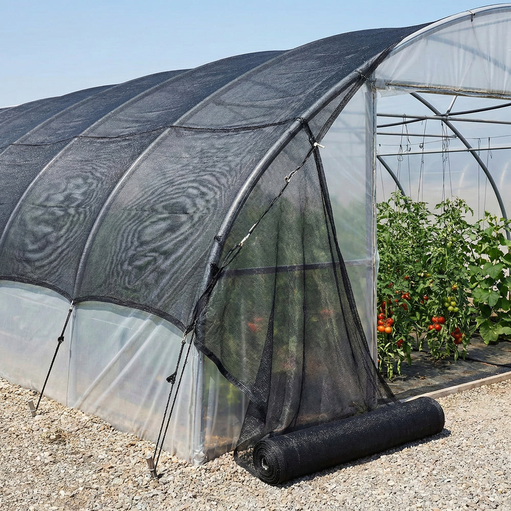 Premium 45% Shade Netting - 50m Roll with UV Additive and Eyelets - High-Quality Professional Grade for Industrial and Commercial Applicat...