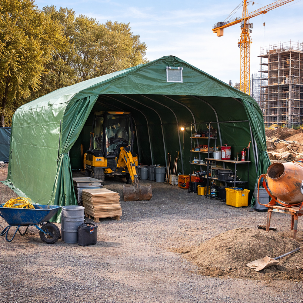 Green PVC Livestock Shelter 3.6x7.2m - Animal Housing