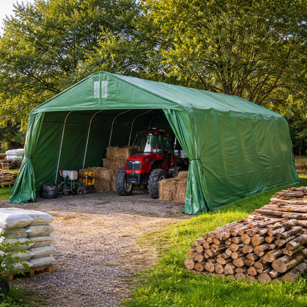 Green PVC Livestock Shelter 3.6x8.4x2.68m