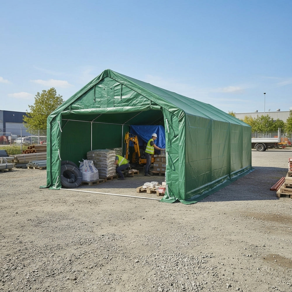 Green PVC Outdoor Storage Shelter 4x6m