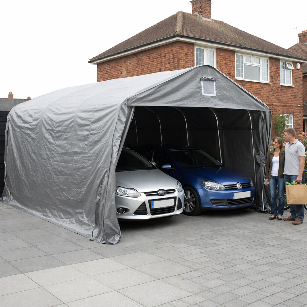 Grey PE Portable Garage 3.6x4.8m Vehicle Shelter