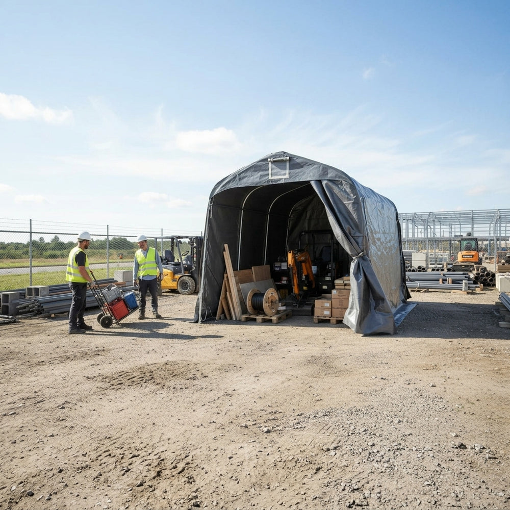 Grey PE Storage Tent 2.4x3.6m Outdoor Shed