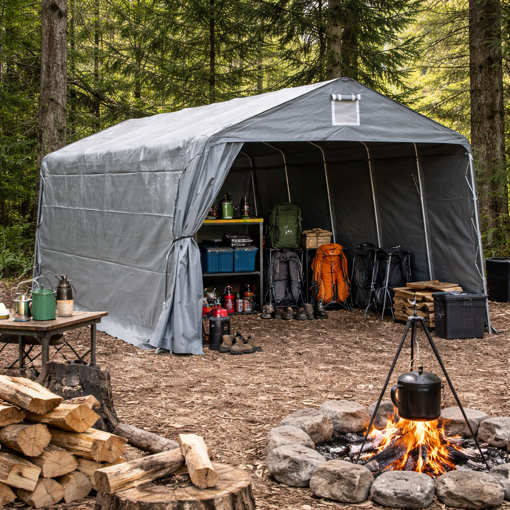 Grey PVC Livestock Shelter 3.3x6x2.4m