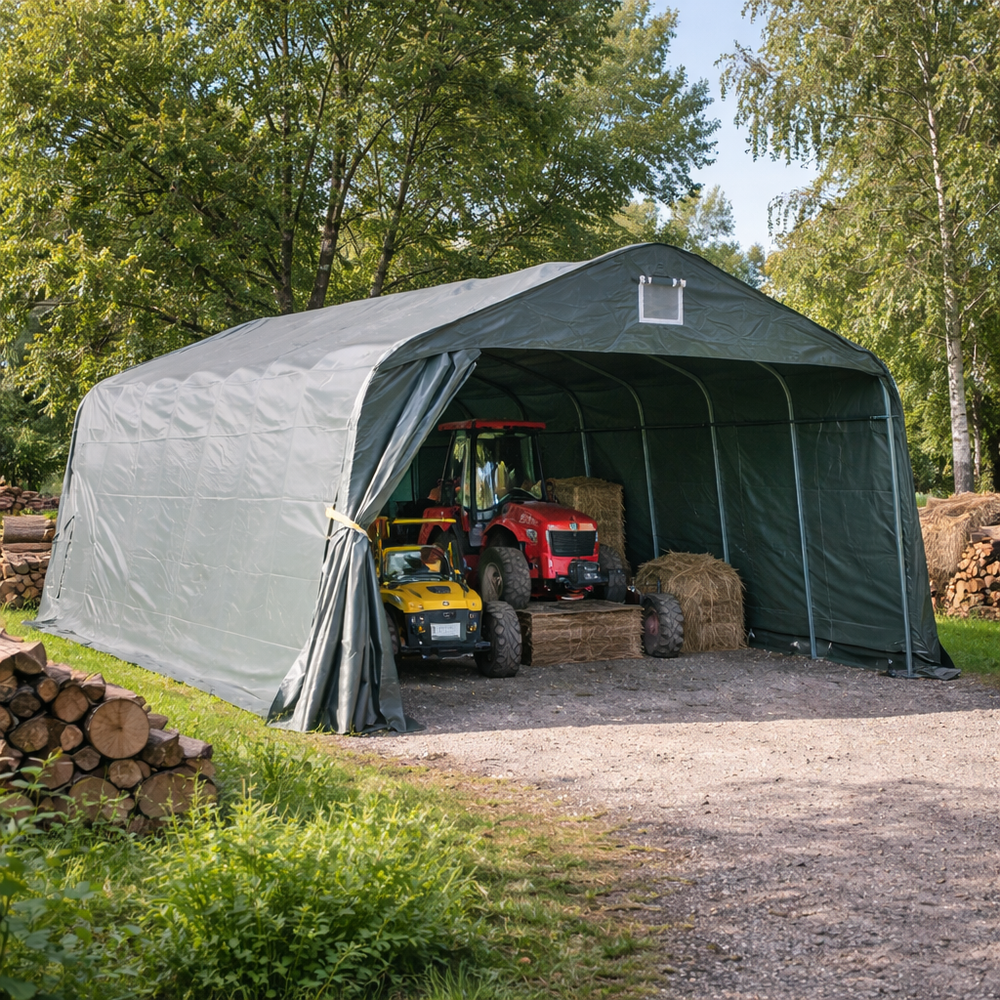 Grey PVC Livestock Shelter 3.6x8.4x2.68m