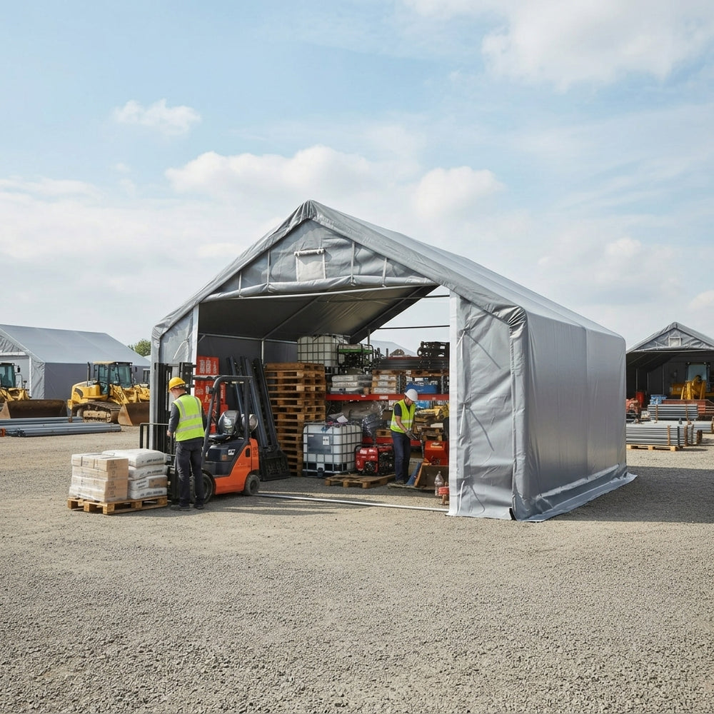 Grey PVC Storage Shelter 5x4m Outdoor Equipment