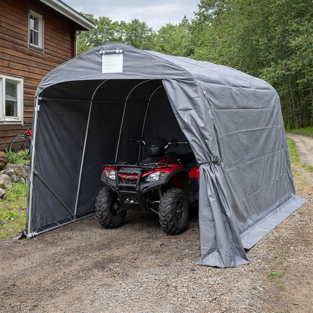 Grey PVC Storage Tent 2.4x3.6m Outdoor Shelter