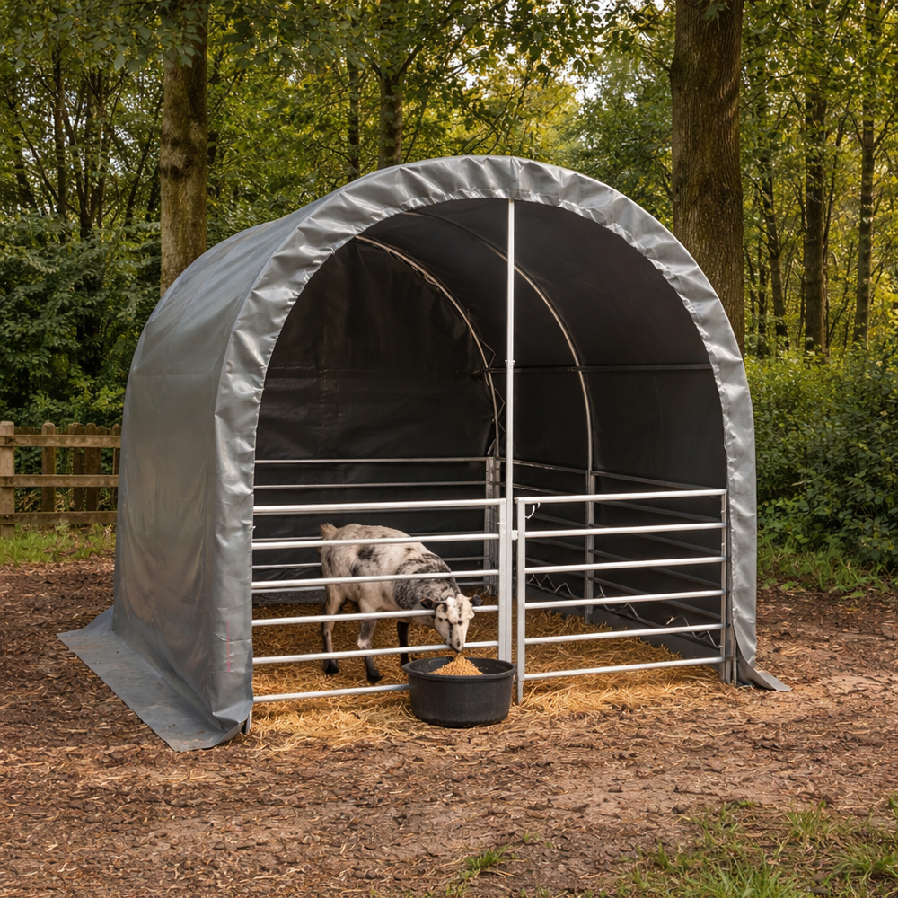 Heavy Duty Arched Livestock Shelter 3x3x2.8m PVC Green