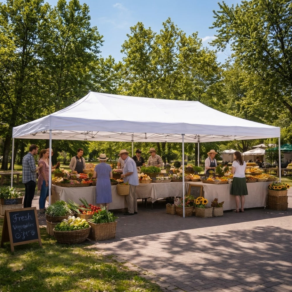 Heavy Duty Pop-Up Gazebo 4m x 8m Steel Frame Waterproof Event Shelter – White