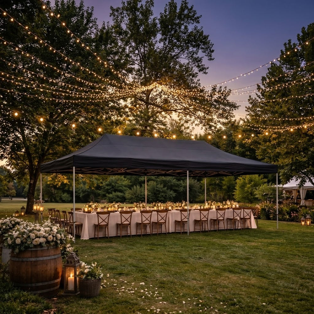 Heavy Duty Pop Up Gazebo 4m x 8m Black – Commercial Steel Frame Waterproof Event Tent Canopy