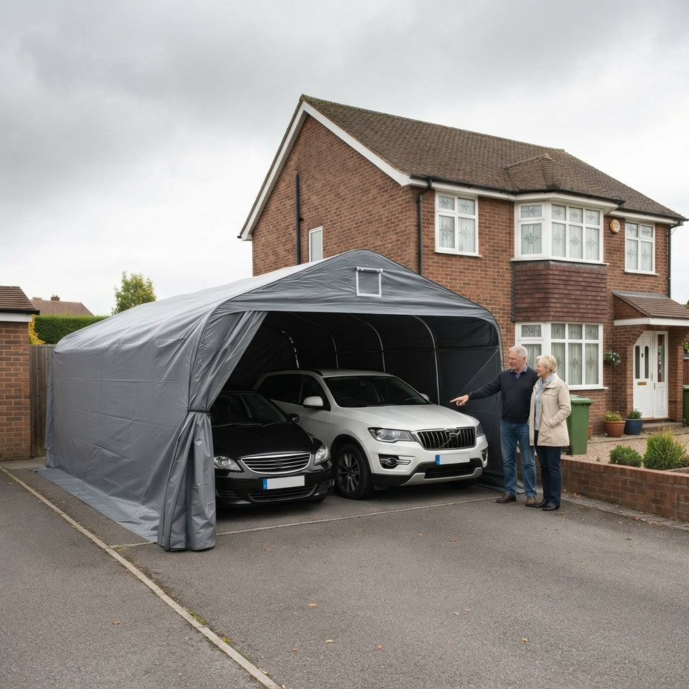 Heavy Duty Portable Garage 3.6x6x2.68m PVC Grey