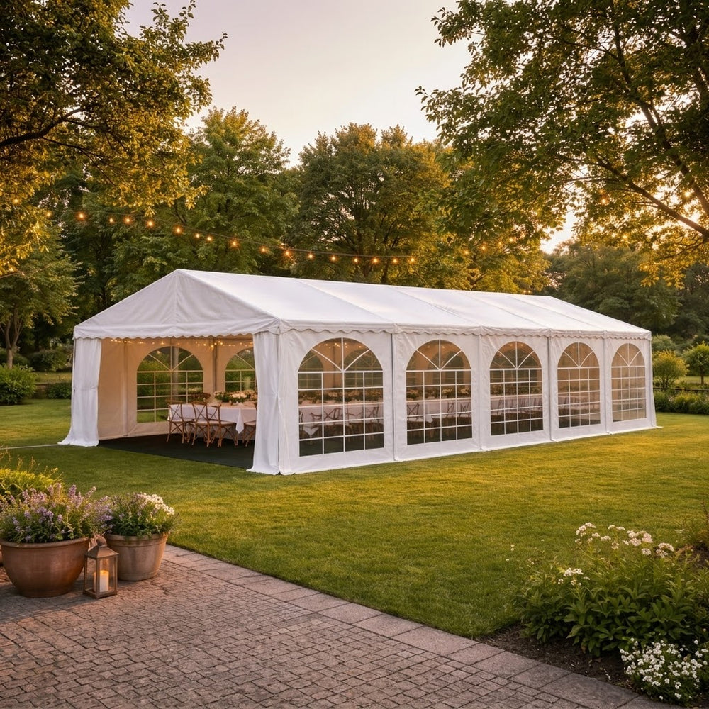 Marquee Original 4x8m Arched PVC Tent  - White