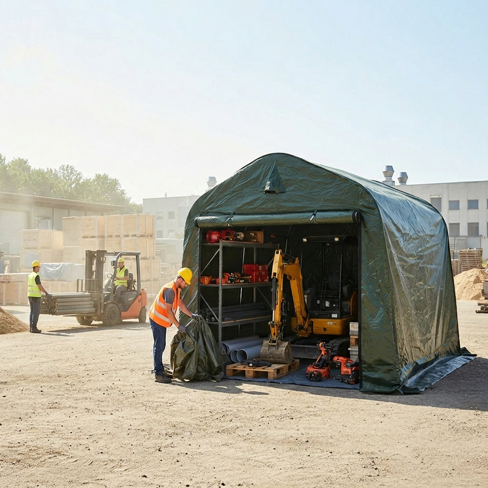 Outdoor Storage Tent 2.4x2.4x2m PE Green/Grey