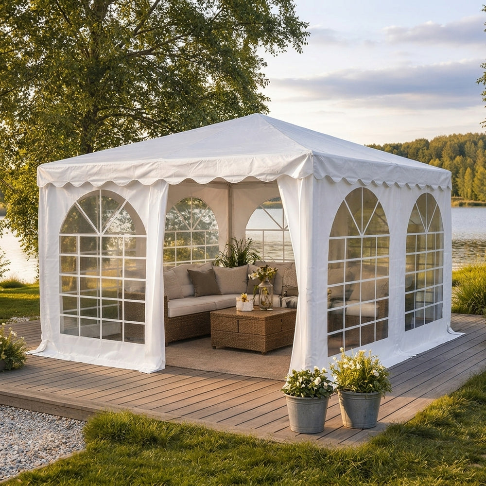 Pagoda Marquee 5x5m White PVC Tent - Garden Event Shelter