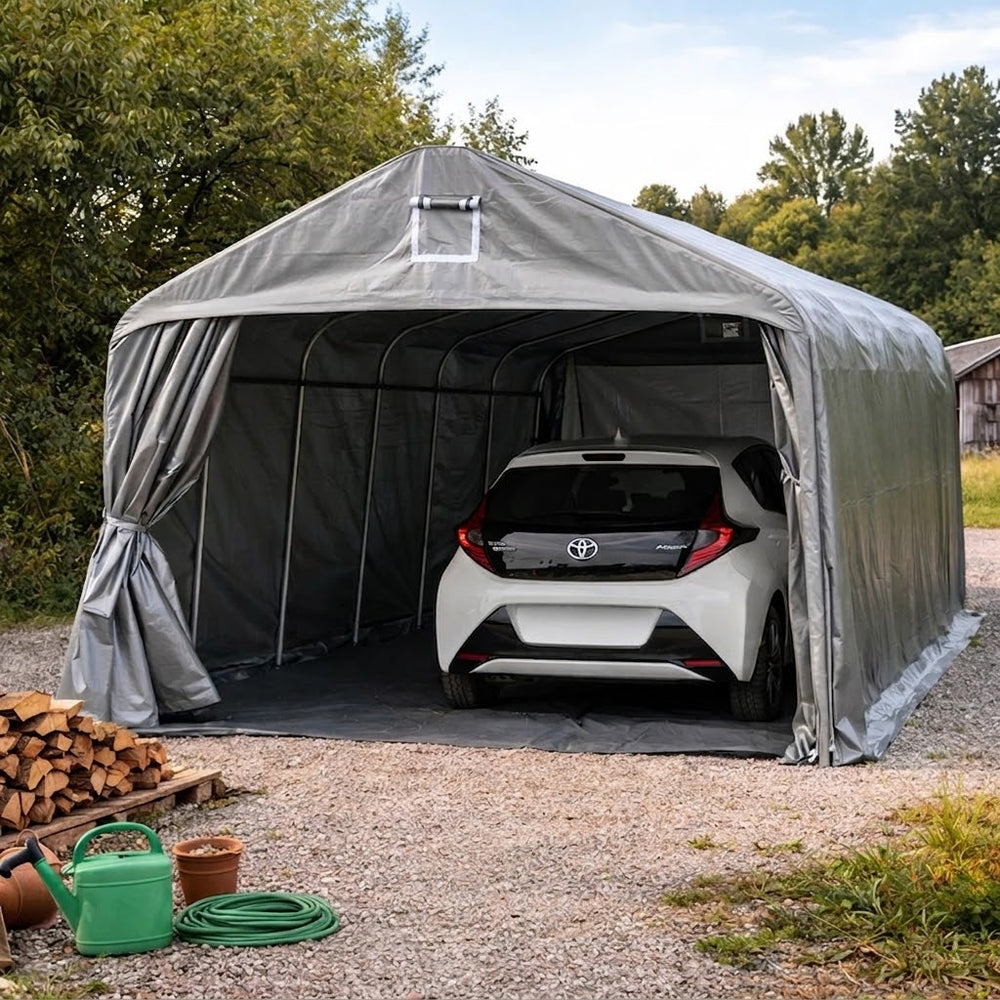 Portable Garage 3.6x6x2.7m Grey PE Vehicle Shelter