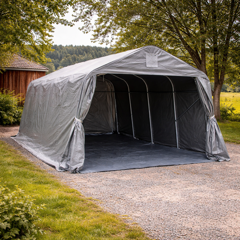 Portable Garage 3.6x7.2x2.68m Grey PE Shelter