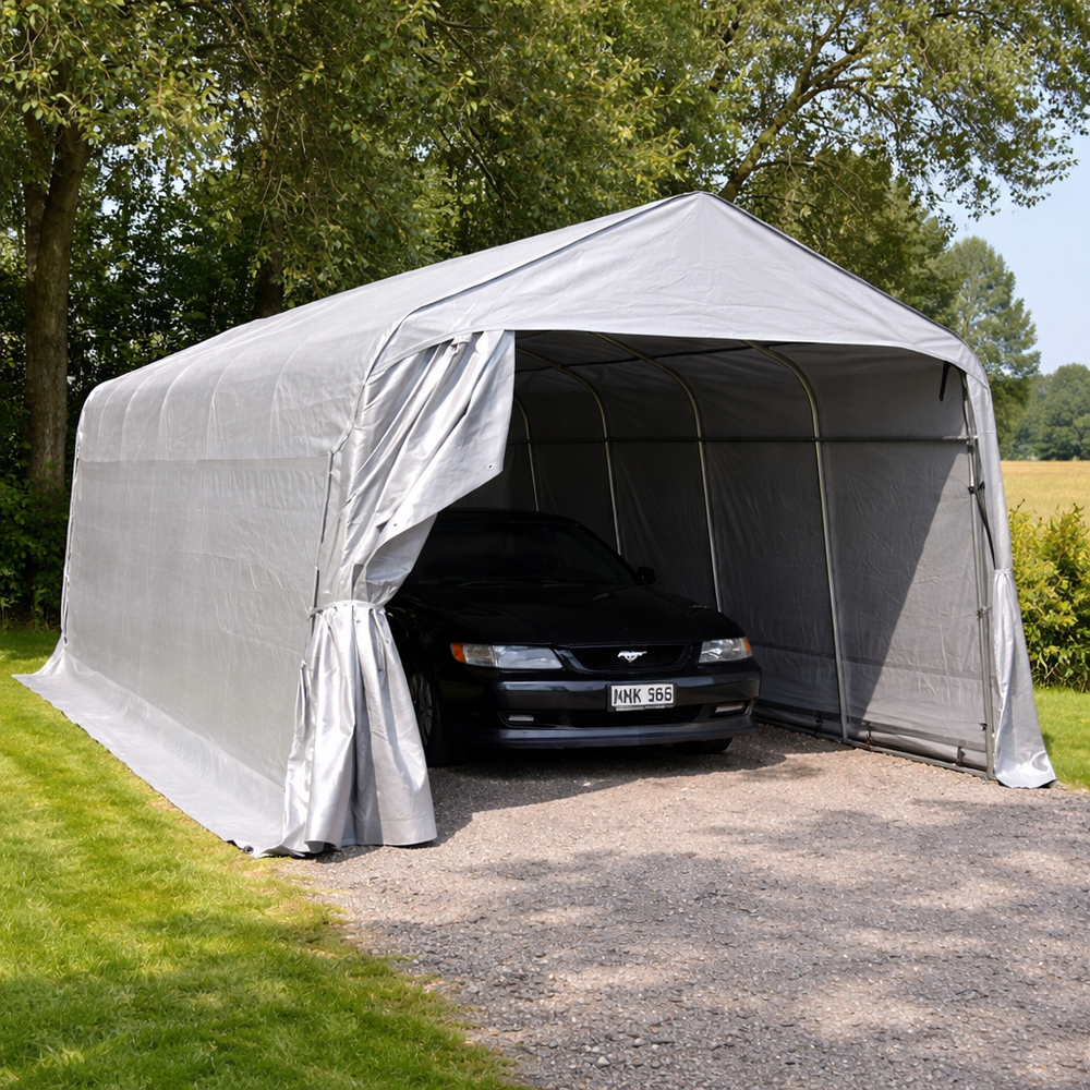 Portable Garage 3.6x7.2x2.68m PVC Grey - Vehicle Shelter