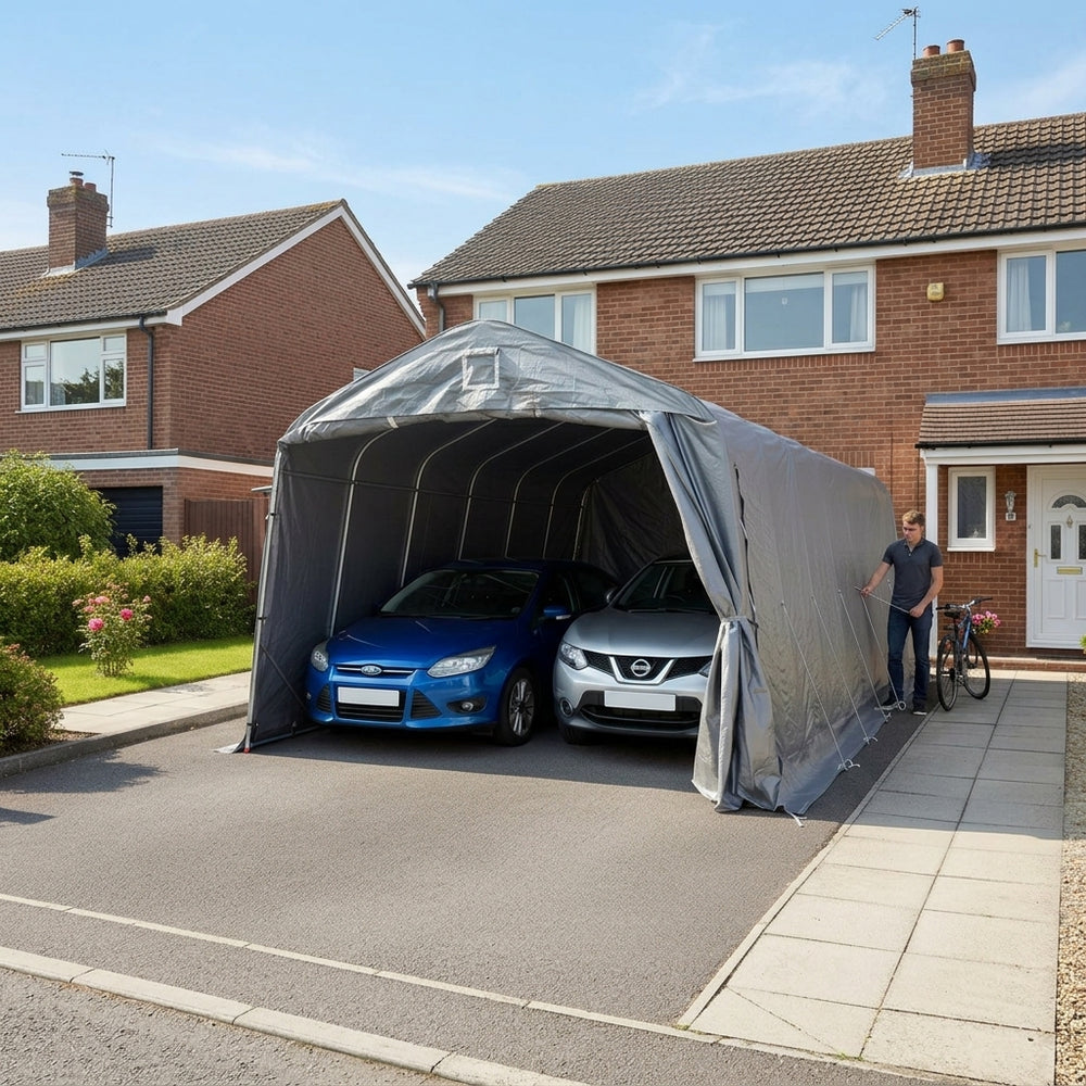 Portable Garage 3.77x9.7x3.18m PE Grey