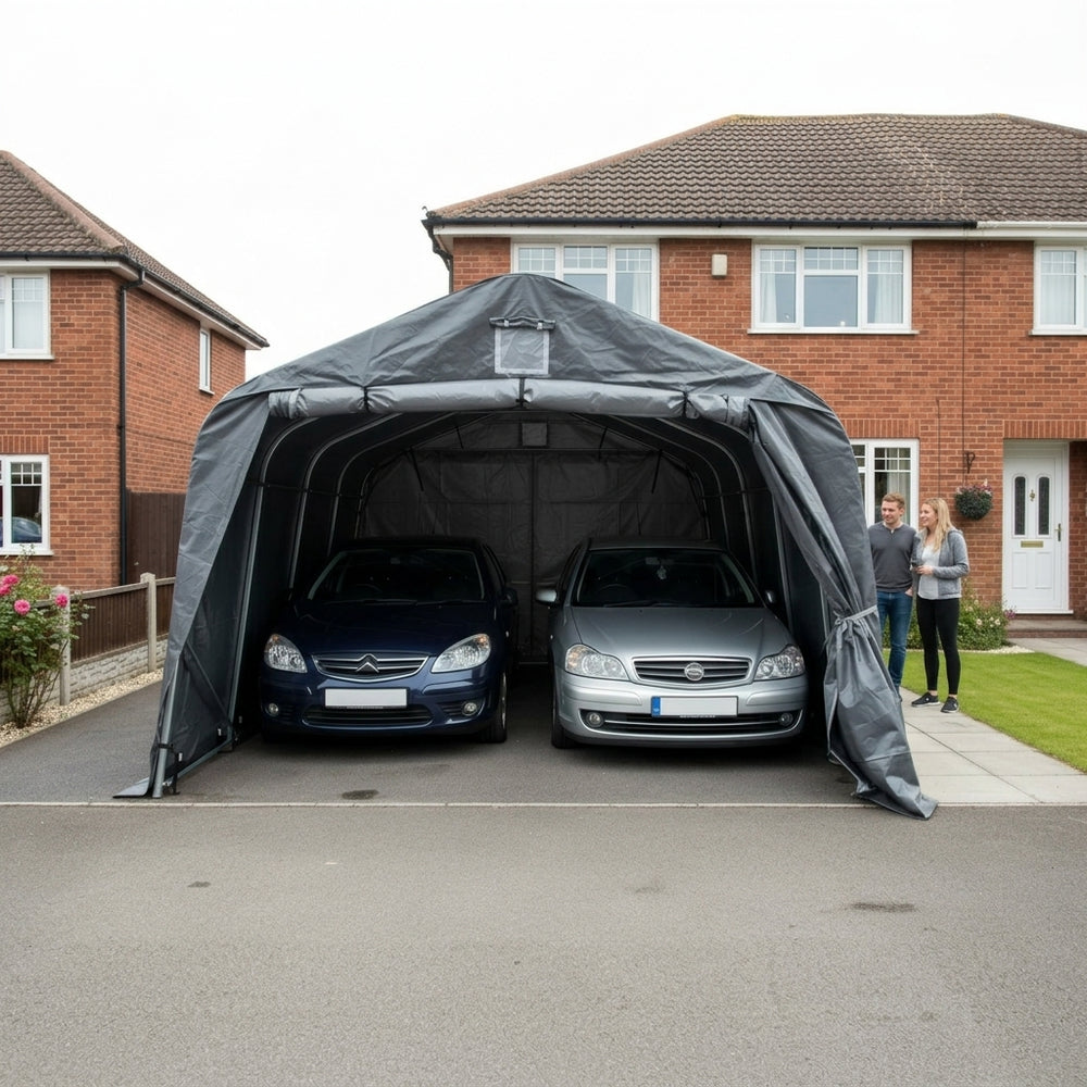 Portable Garage PRO 3.6x6x2.68m Grey PE Car Shelter