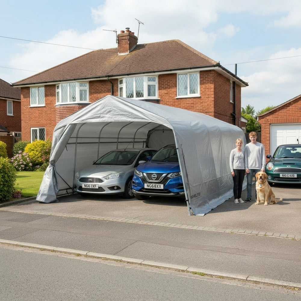 Portable Garage Shelter 3.6x7.2x2.68m Grey PE