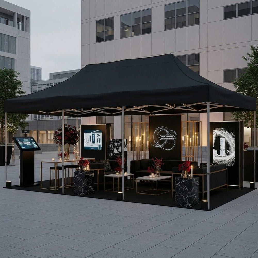 Professional 3x6m Black Flame Retardant Pop Up Gazebo | Fire Safety Certified Heavy Duty Aluminium Commercial Marquee