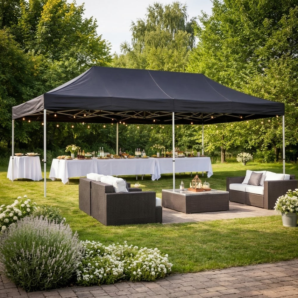 Professional 3x6m Heavy Duty Black Pop Up Gazebo | Stylish Commercial Grade Aluminium Waterproof Outdoor Event Marquee