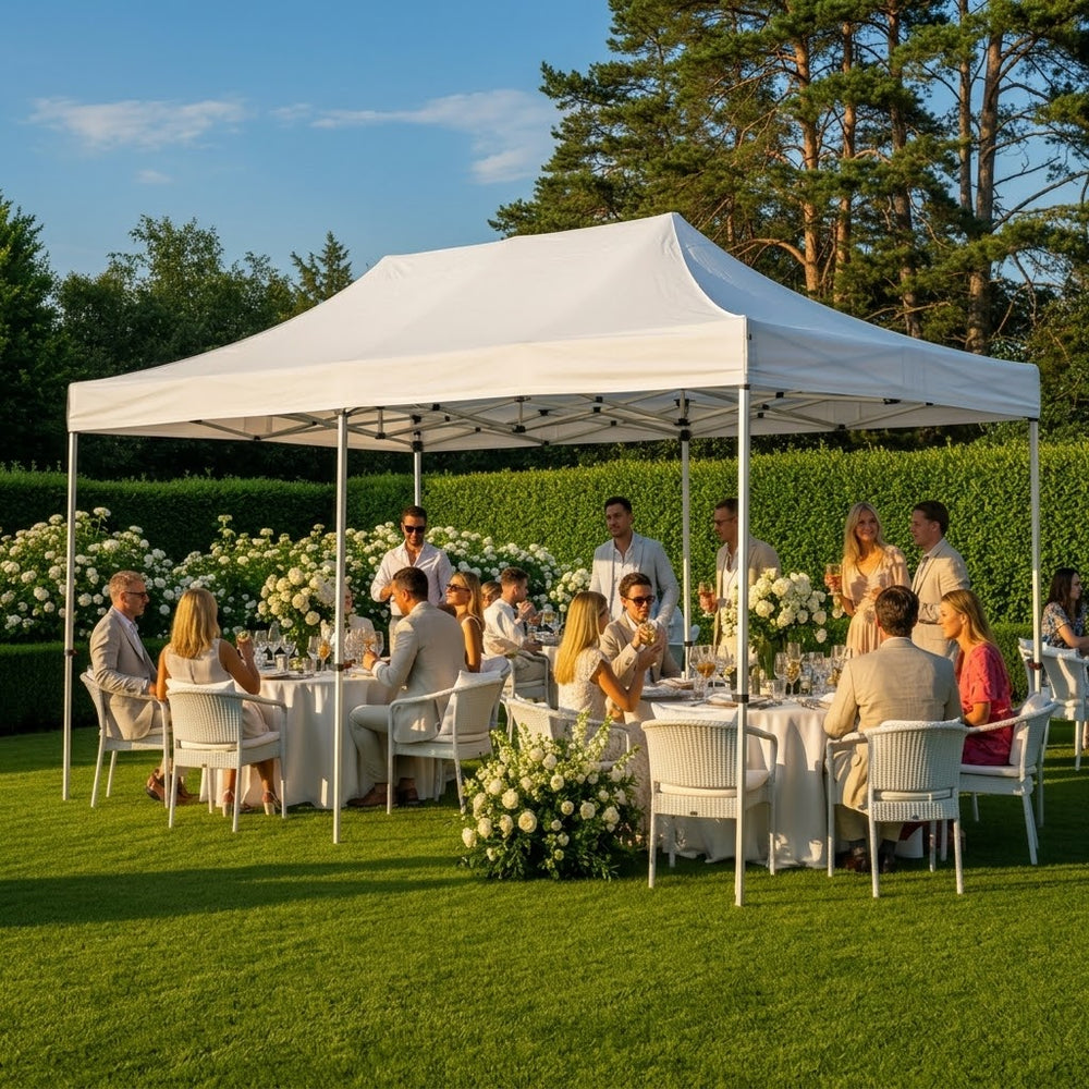 Professional 3x6m Heavy Duty Pop Up Gazebo White Flame Retardant | Commercial Aluminium Frame Waterproof Marquee
