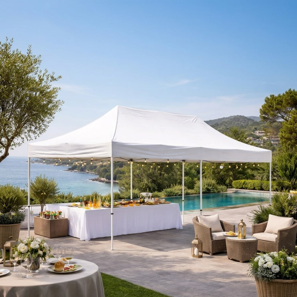Professional 3x6m Heavy Duty White Pop Up Gazebo | Quick-Assembly Commercial Aluminium Waterproof Garden Marquee Tent