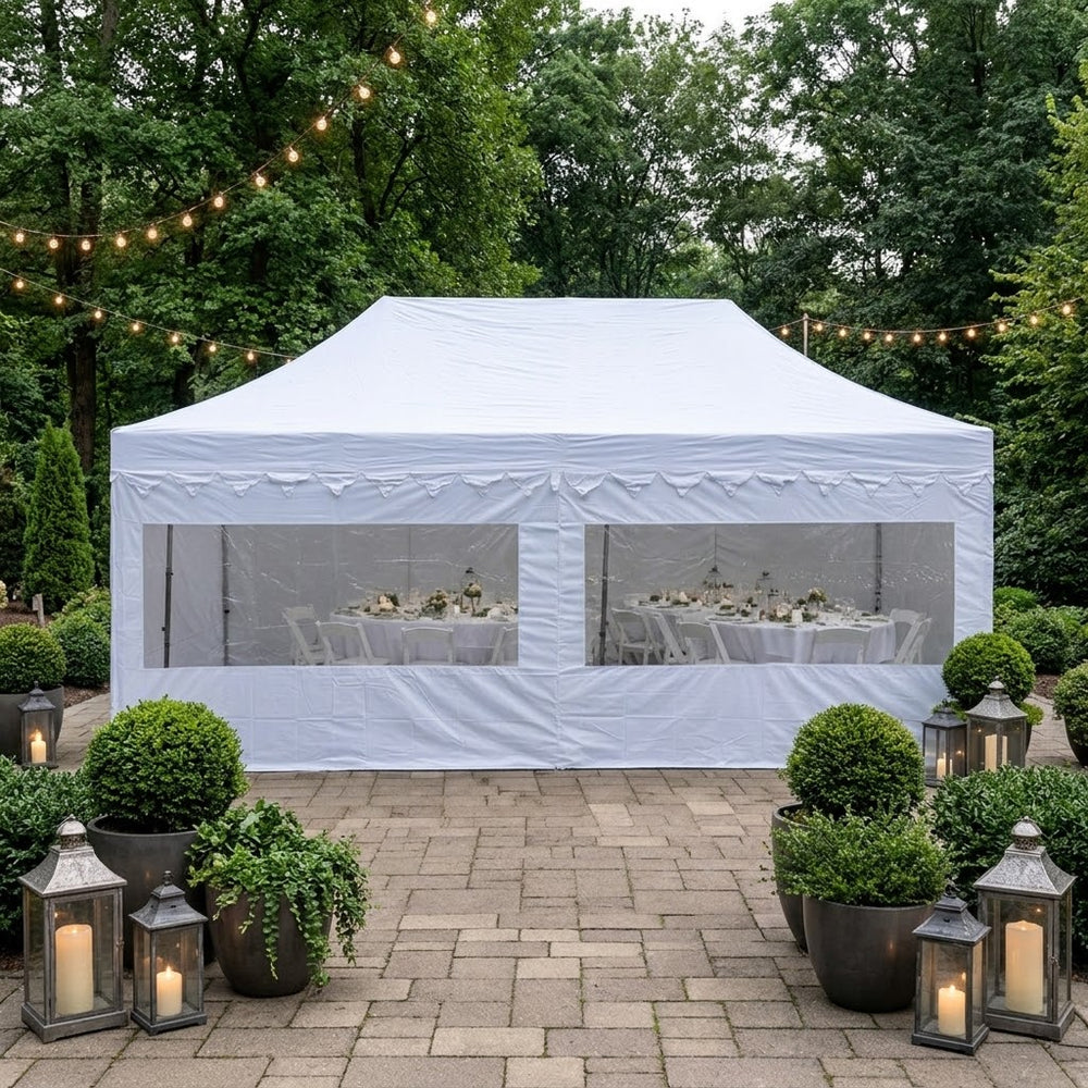 Professional 3x6m Moroccan Arched Pop-Up Gazebo with 6 Sidewalls - White